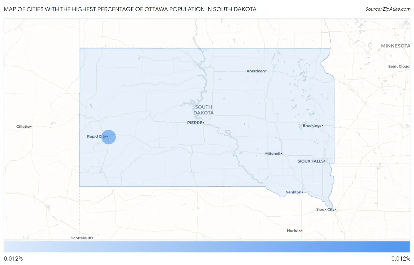 Cities with the Highest Percentage of Ottawa Population in South Dakota Map
