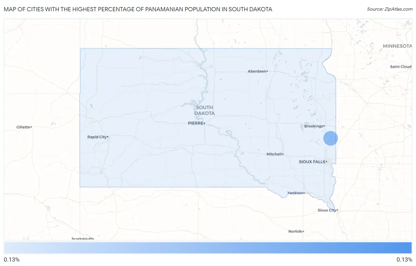 Cities with the Highest Percentage of Panamanian Population in South Dakota Map