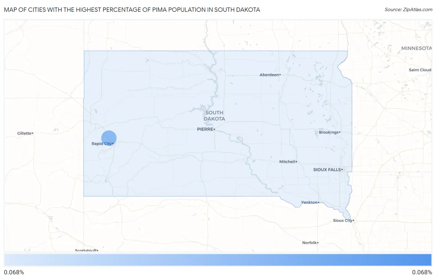 Cities with the Highest Percentage of Pima Population in South Dakota Map
