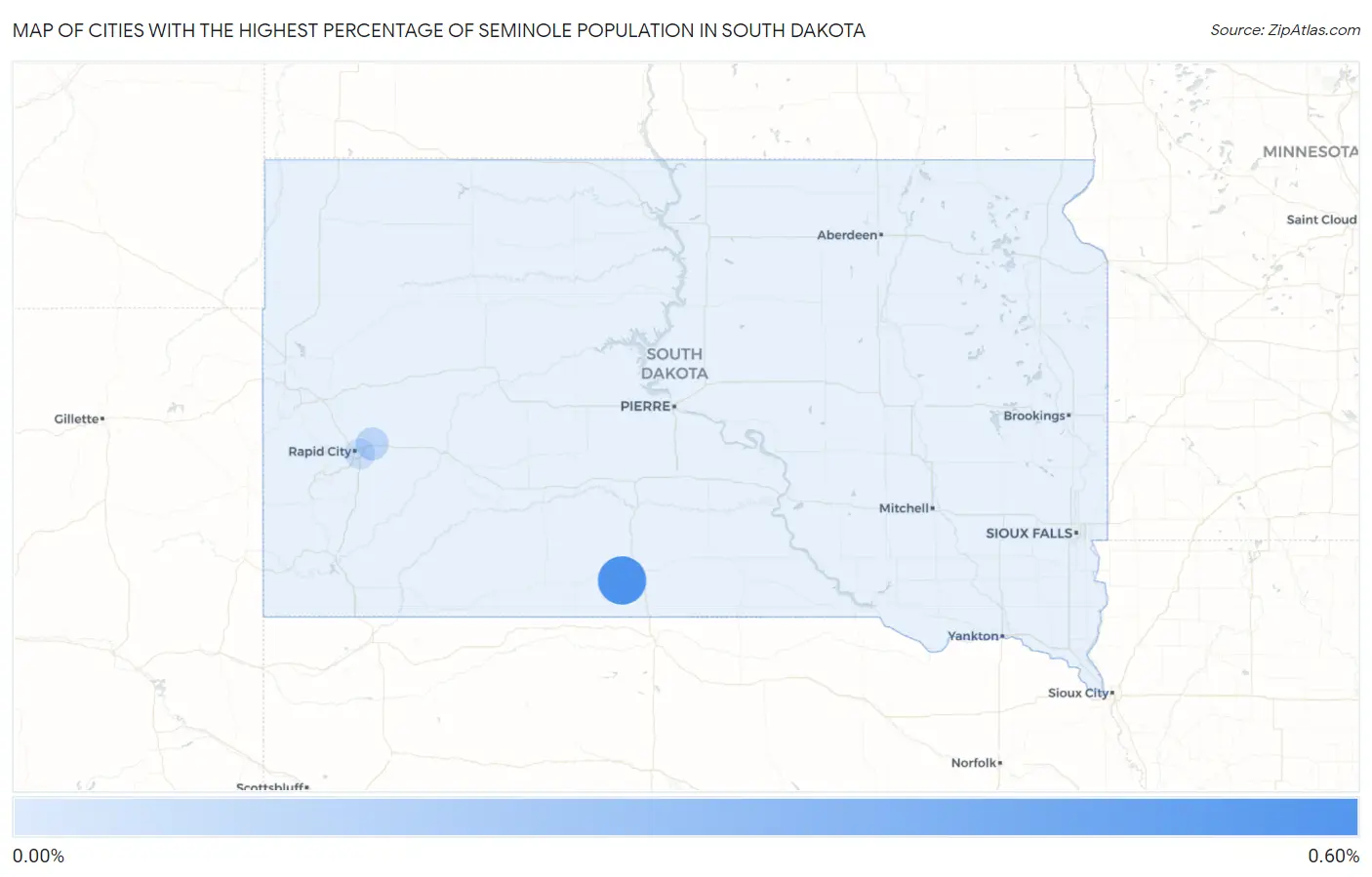 Cities with the Highest Percentage of Seminole Population in South Dakota Map