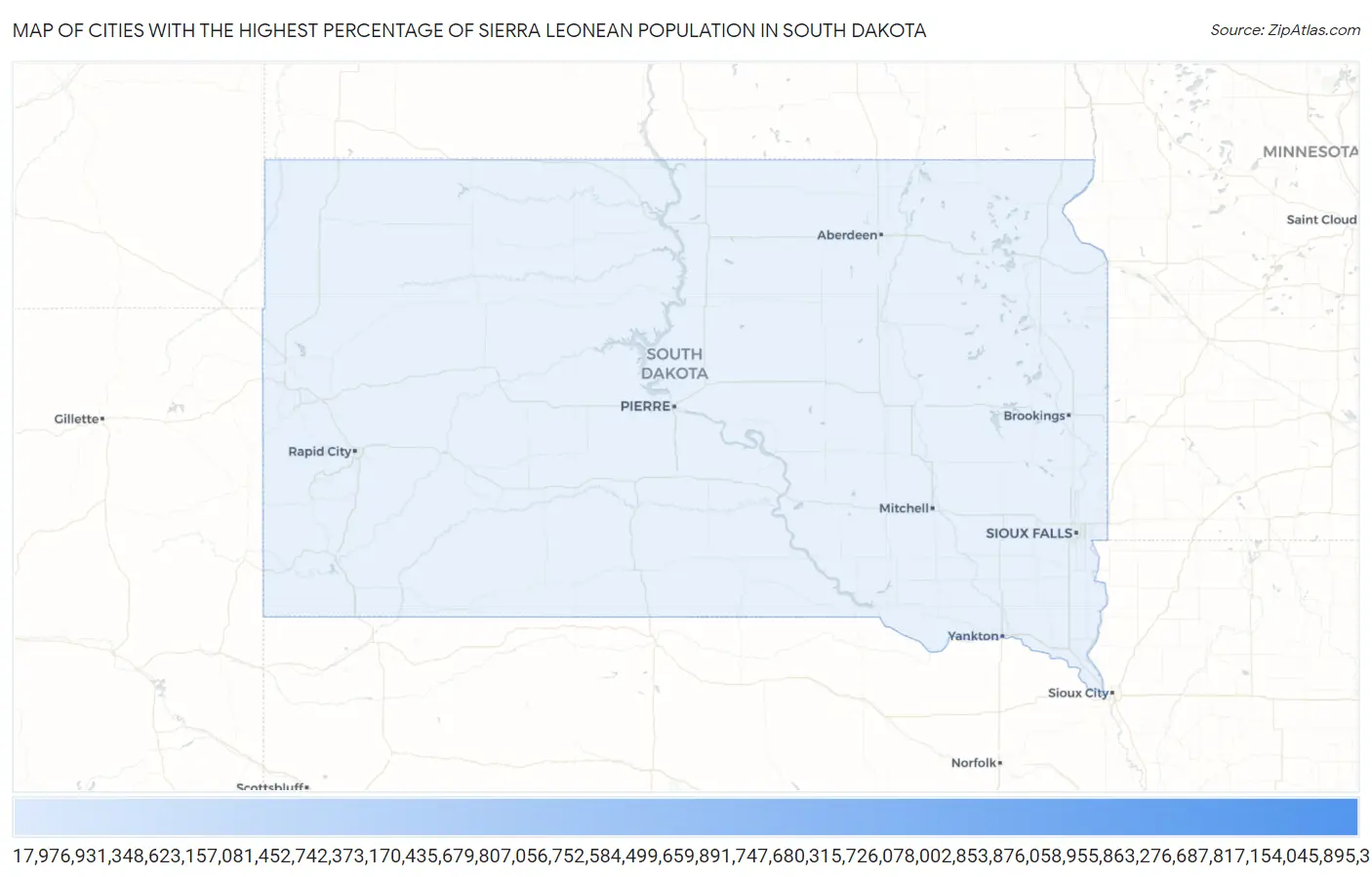 Cities with the Highest Percentage of Sierra Leonean Population in South Dakota Map