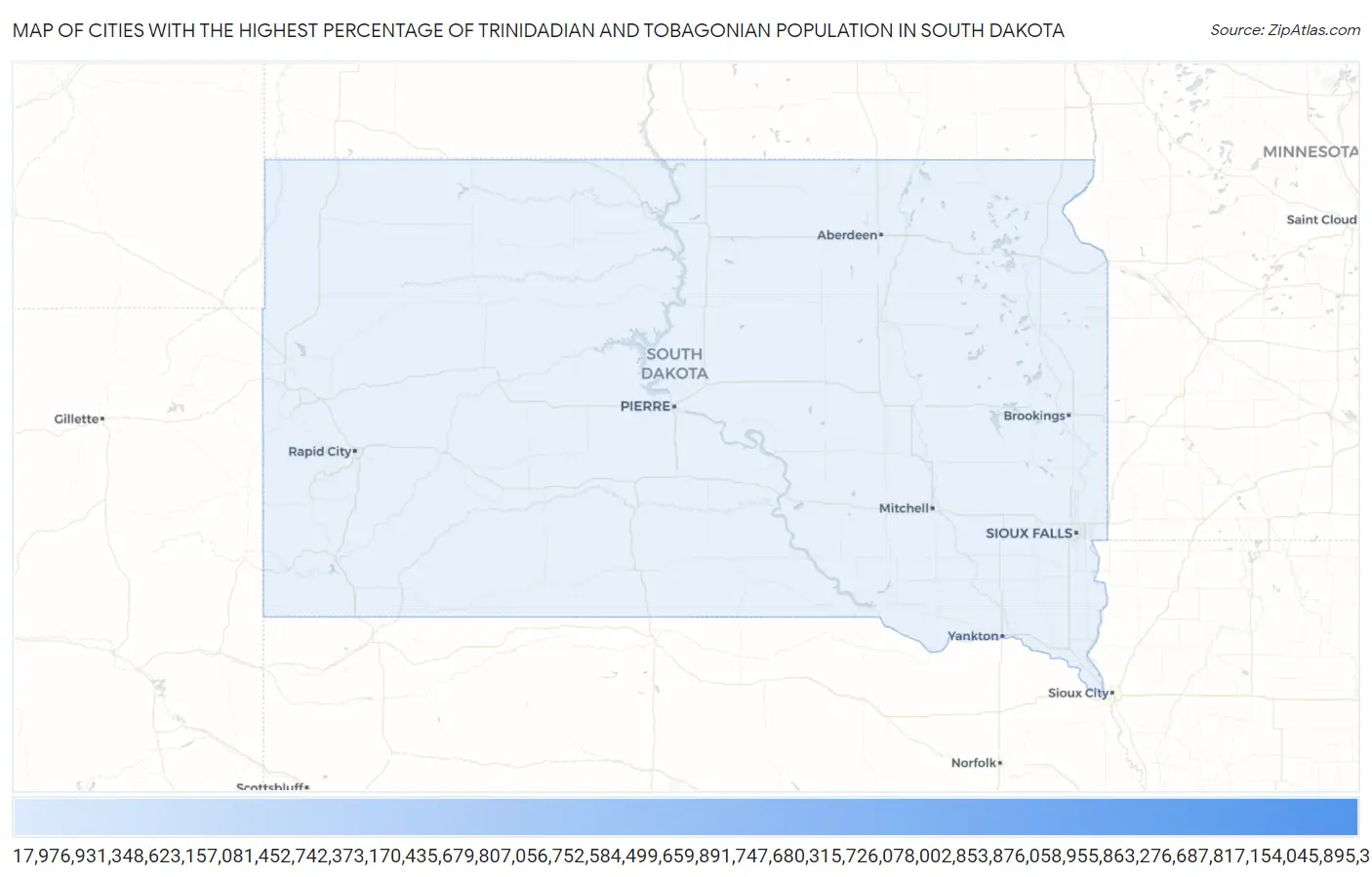 Cities with the Highest Percentage of Trinidadian and Tobagonian Population in South Dakota Map