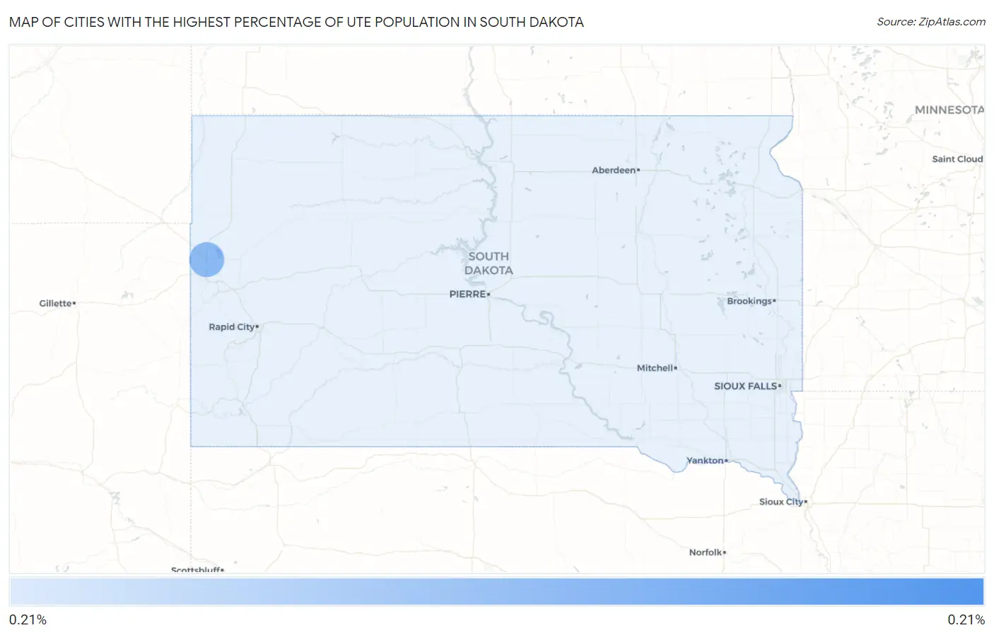 Cities with the Highest Percentage of Ute Population in South Dakota Map
