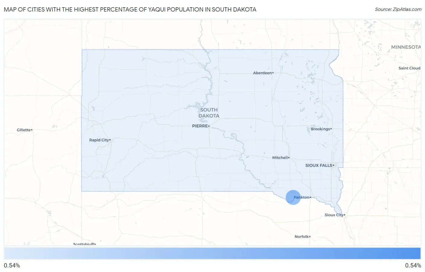 Cities with the Highest Percentage of Yaqui Population in South Dakota Map