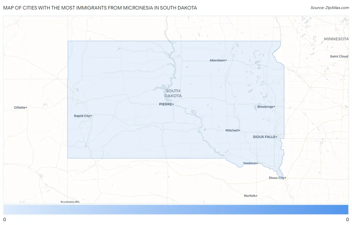 Cities with the Most Immigrants from Micronesia in South Dakota Map