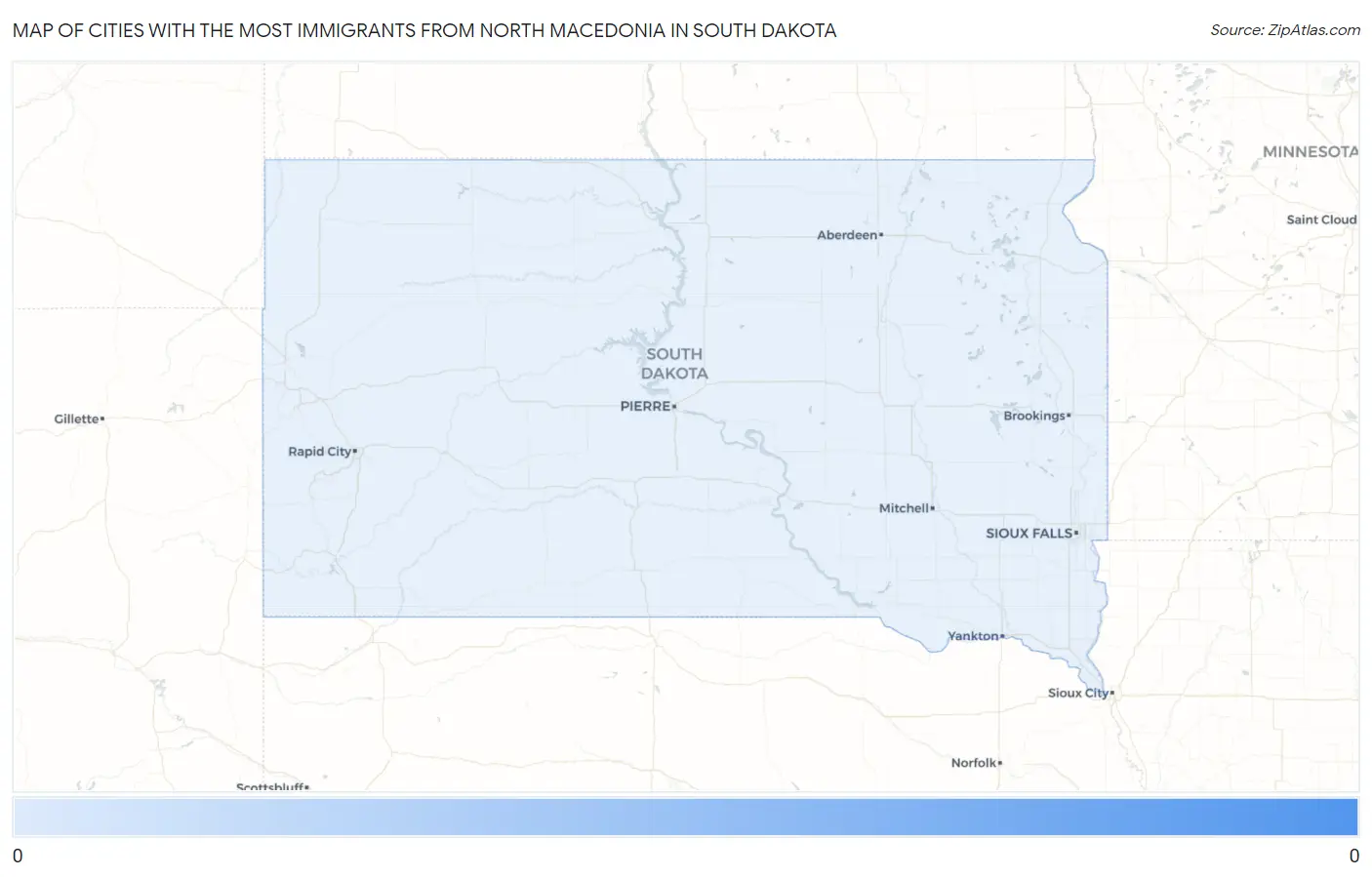Cities with the Most Immigrants from North Macedonia in South Dakota Map