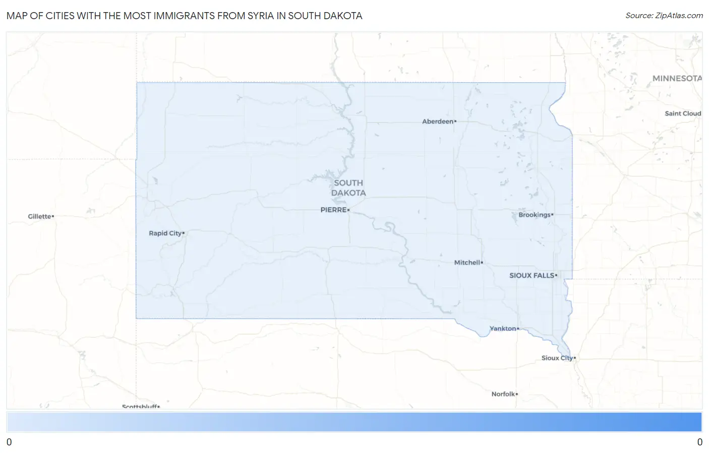 Cities with the Most Immigrants from Syria in South Dakota Map