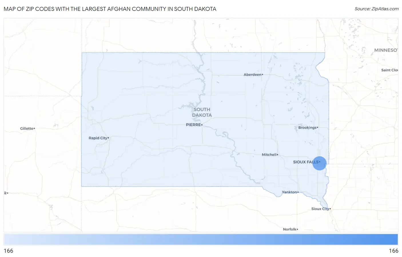 Zip Codes with the Largest Afghan Community in South Dakota Map