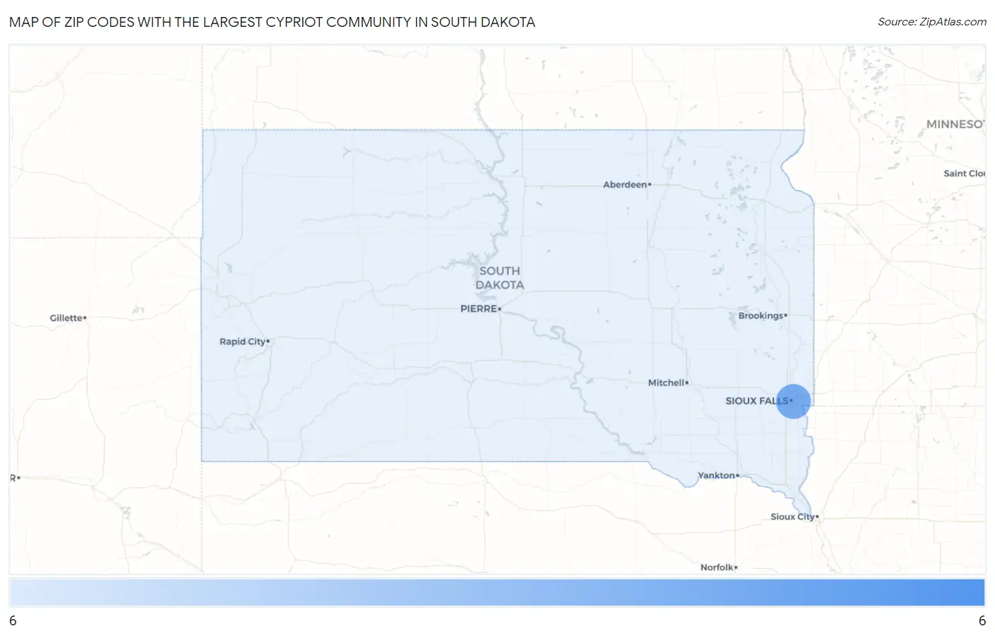 Zip Codes with the Largest Cypriot Community in South Dakota Map