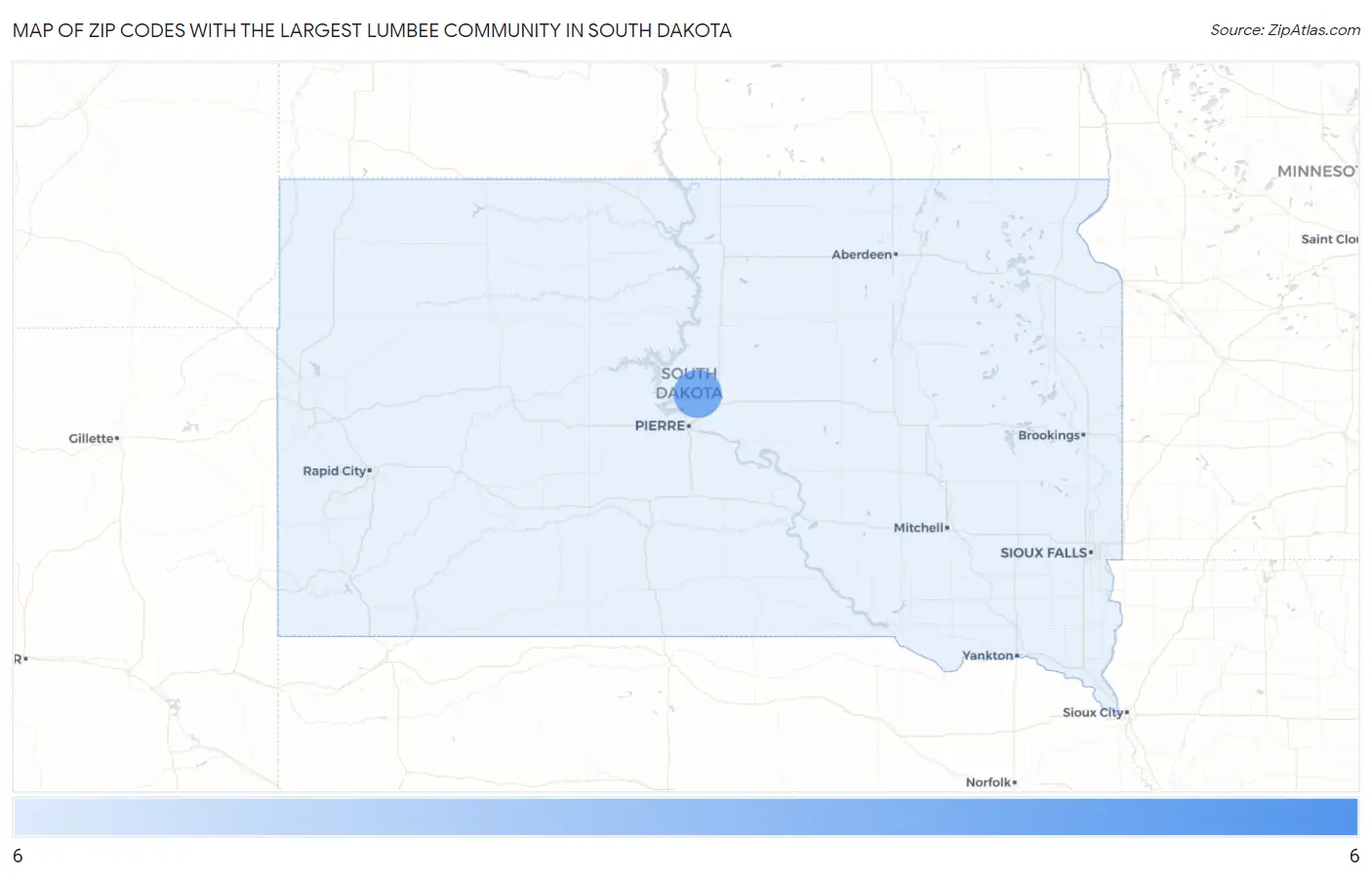Zip Codes with the Largest Lumbee Community in South Dakota Map