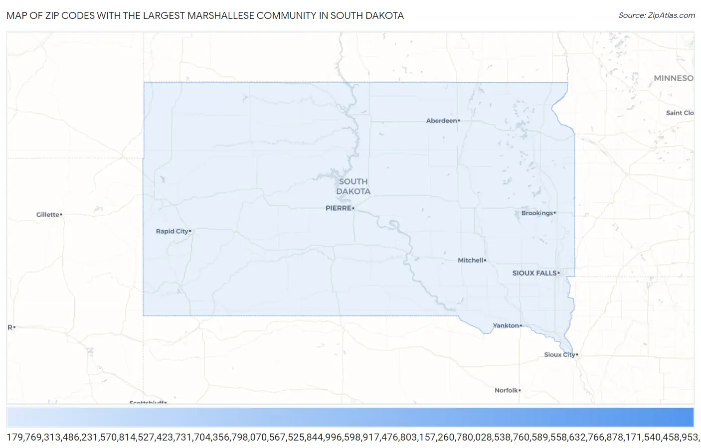 Zip Codes with the Largest Marshallese Community in South Dakota Map