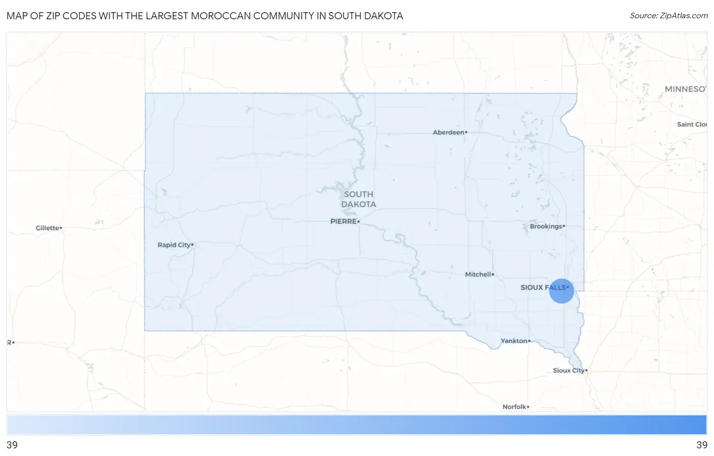 Zip Codes with the Largest Moroccan Community in South Dakota Map