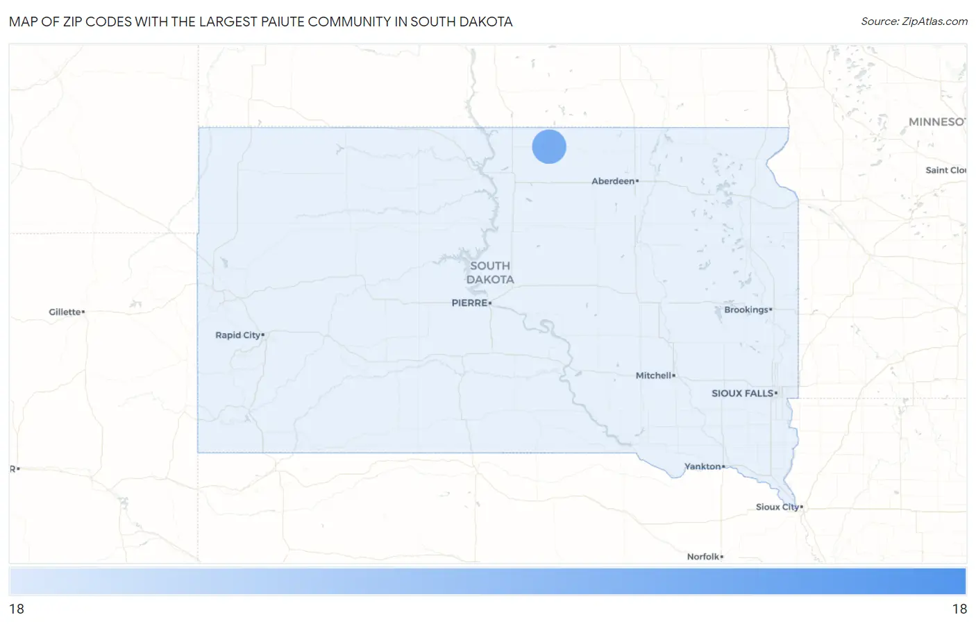 Zip Codes with the Largest Paiute Community in South Dakota Map