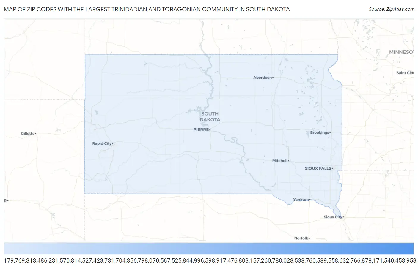 Zip Codes with the Largest Trinidadian and Tobagonian Community in South Dakota Map