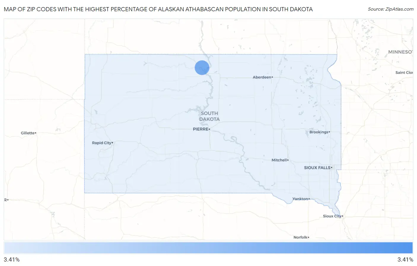 Zip Codes with the Highest Percentage of Alaskan Athabascan Population in South Dakota Map