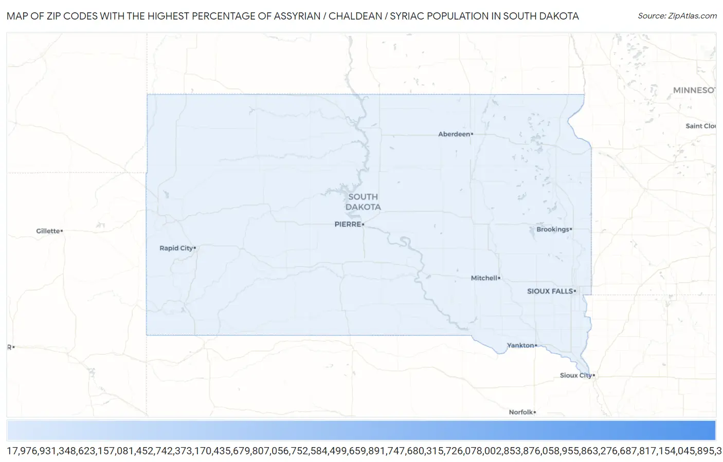 Zip Codes with the Highest Percentage of Assyrian / Chaldean / Syriac Population in South Dakota Map