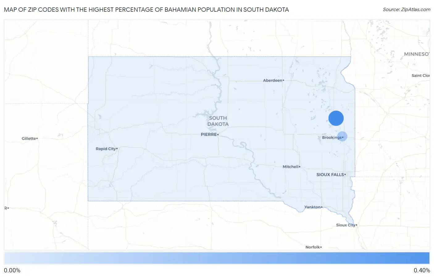 Zip Codes with the Highest Percentage of Bahamian Population in South Dakota Map