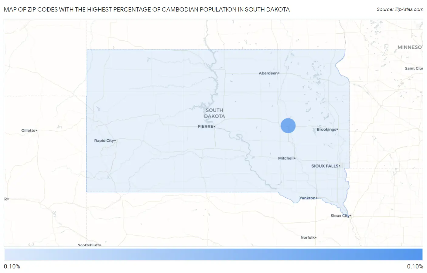 Zip Codes with the Highest Percentage of Cambodian Population in South Dakota Map