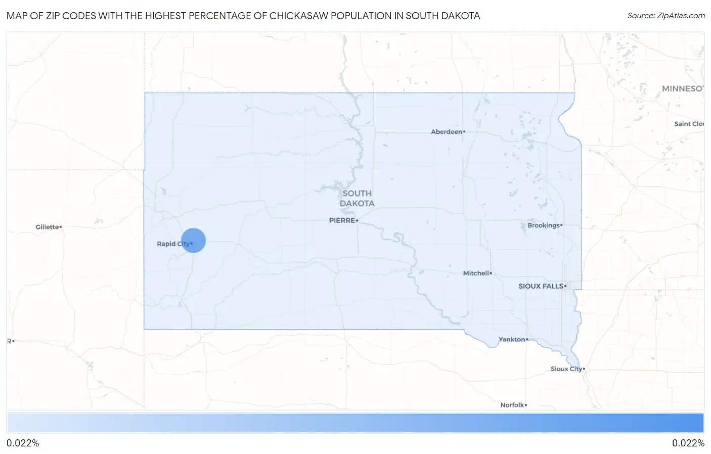 Zip Codes with the Highest Percentage of Chickasaw Population in South Dakota Map