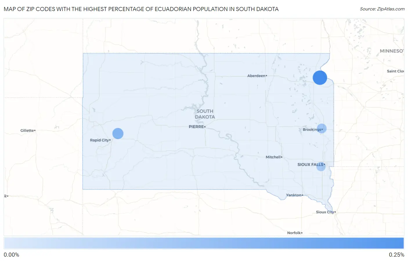 Zip Codes with the Highest Percentage of Ecuadorian Population in South Dakota Map