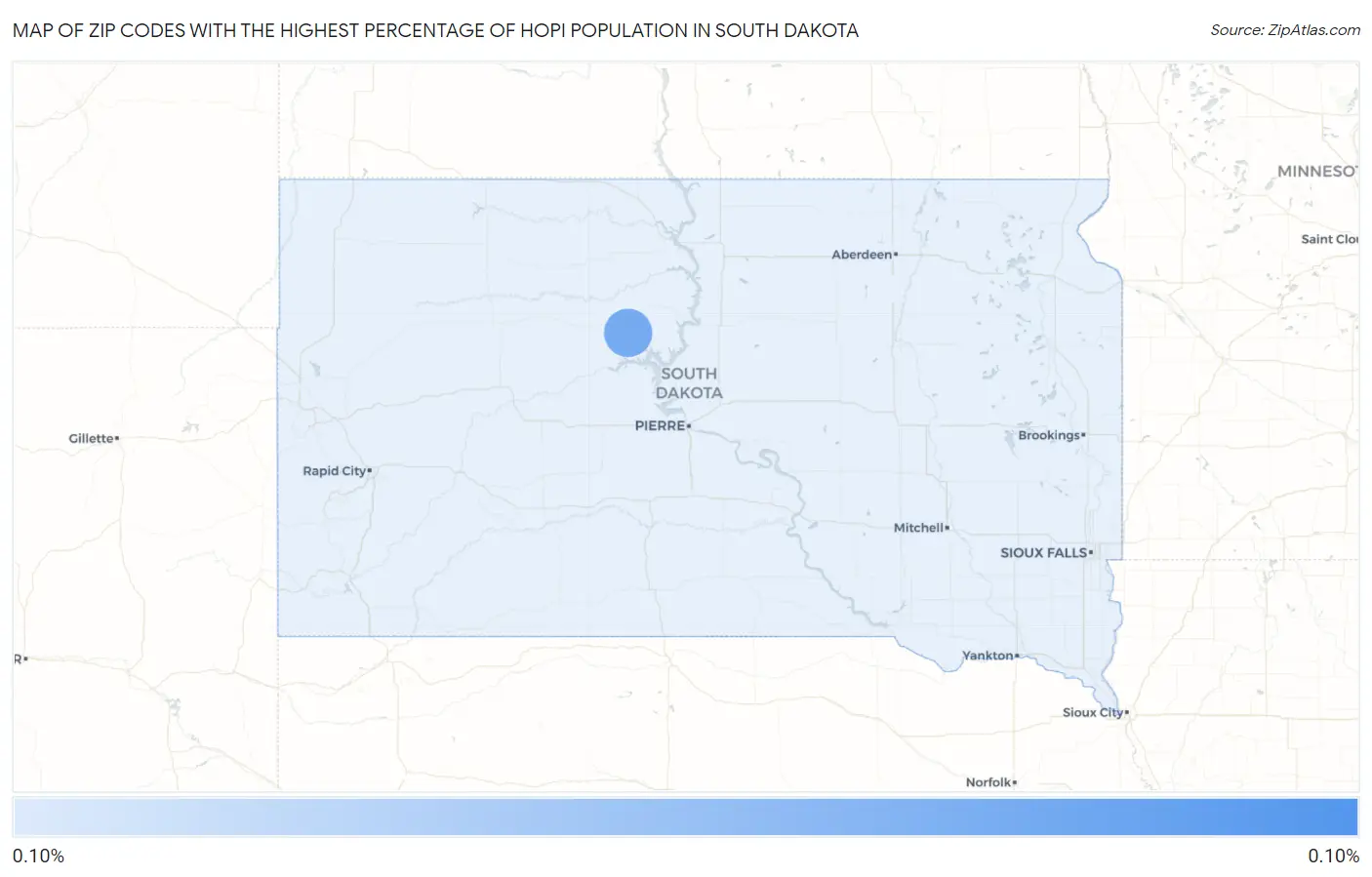 Zip Codes with the Highest Percentage of Hopi Population in South Dakota Map