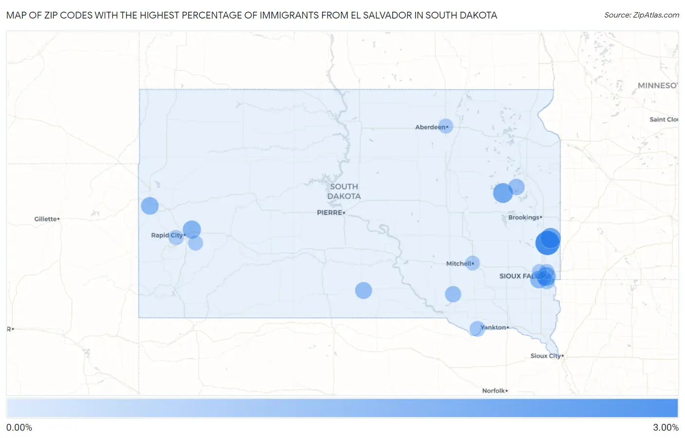 Zip Codes with the Highest Percentage of Immigrants from El Salvador in South Dakota Map