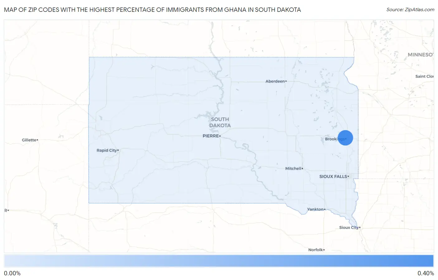 Zip Codes with the Highest Percentage of Immigrants from Ghana in South Dakota Map