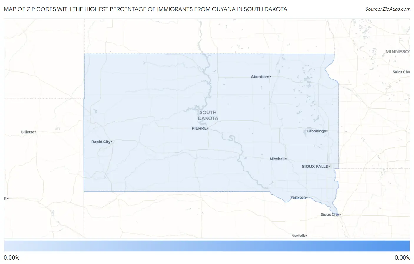 Zip Codes with the Highest Percentage of Immigrants from Guyana in South Dakota Map