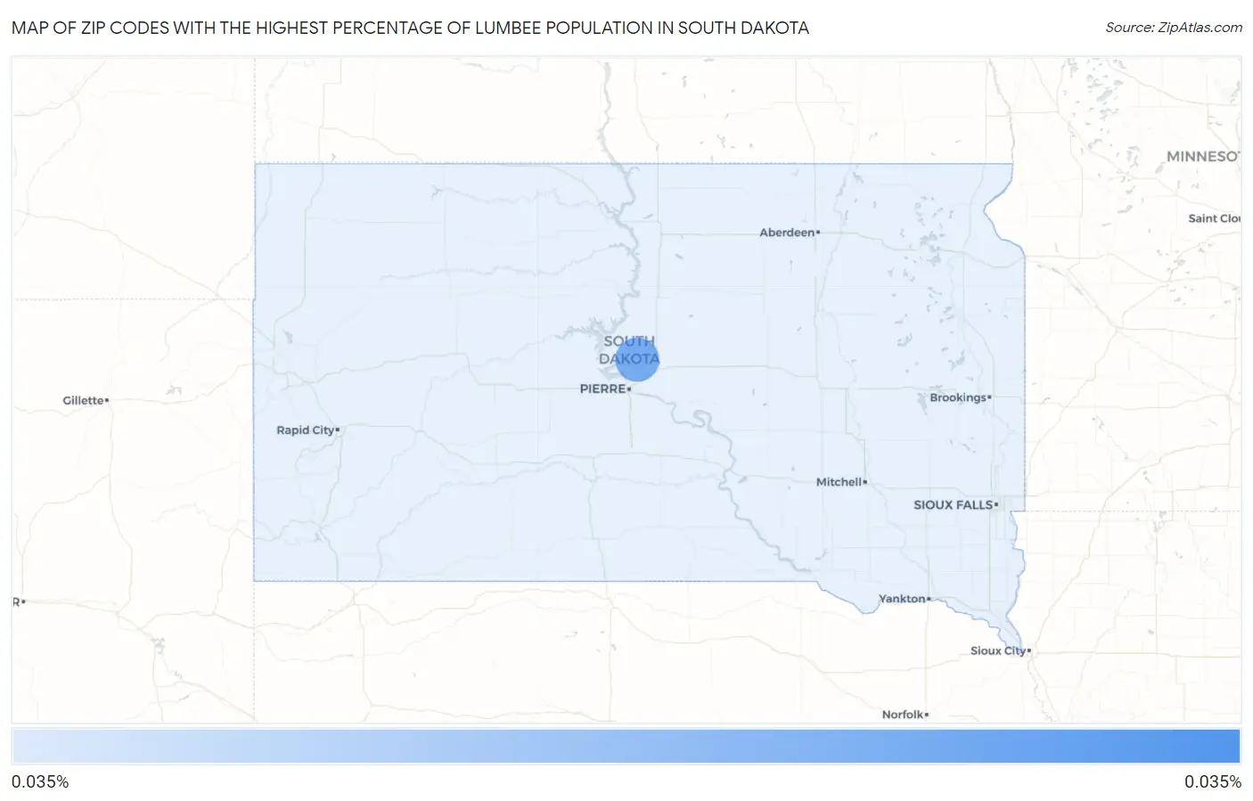 Zip Codes with the Highest Percentage of Lumbee Population in South Dakota Map