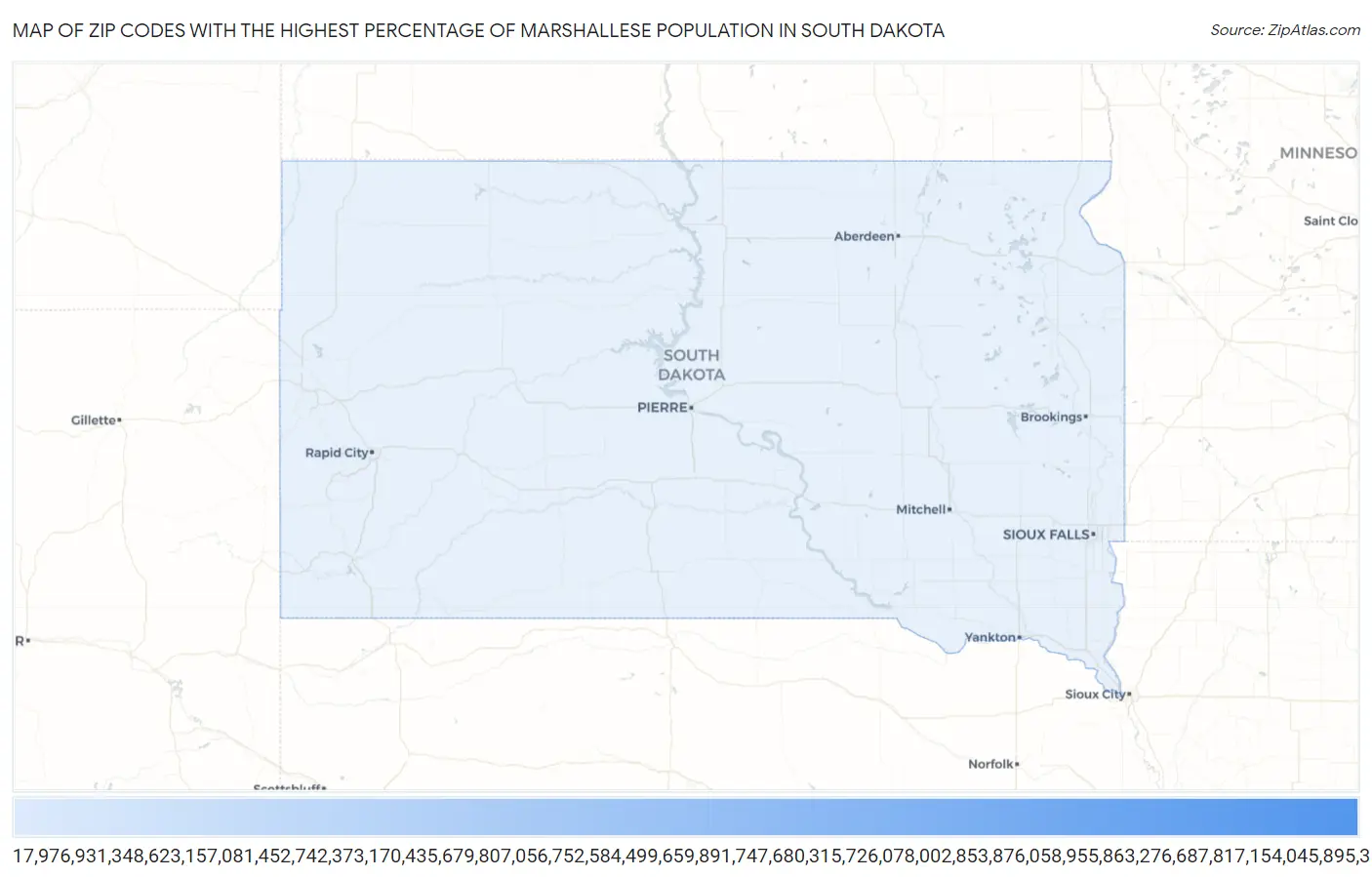 Zip Codes with the Highest Percentage of Marshallese Population in South Dakota Map