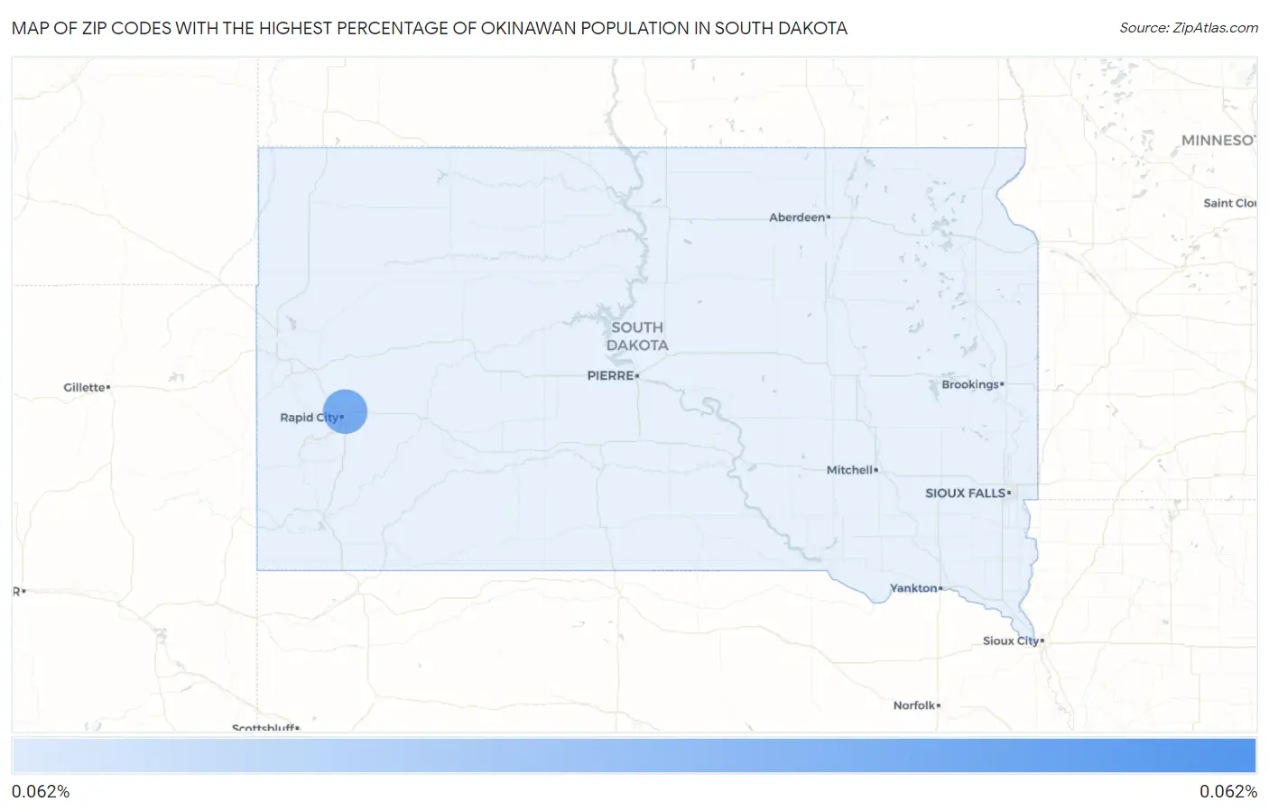 Zip Codes with the Highest Percentage of Okinawan Population in South Dakota Map