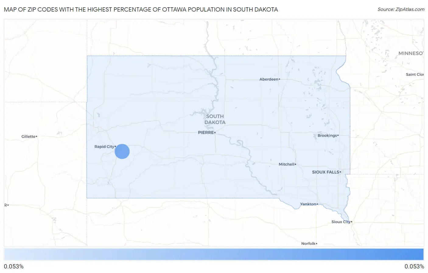 Zip Codes with the Highest Percentage of Ottawa Population in South Dakota Map