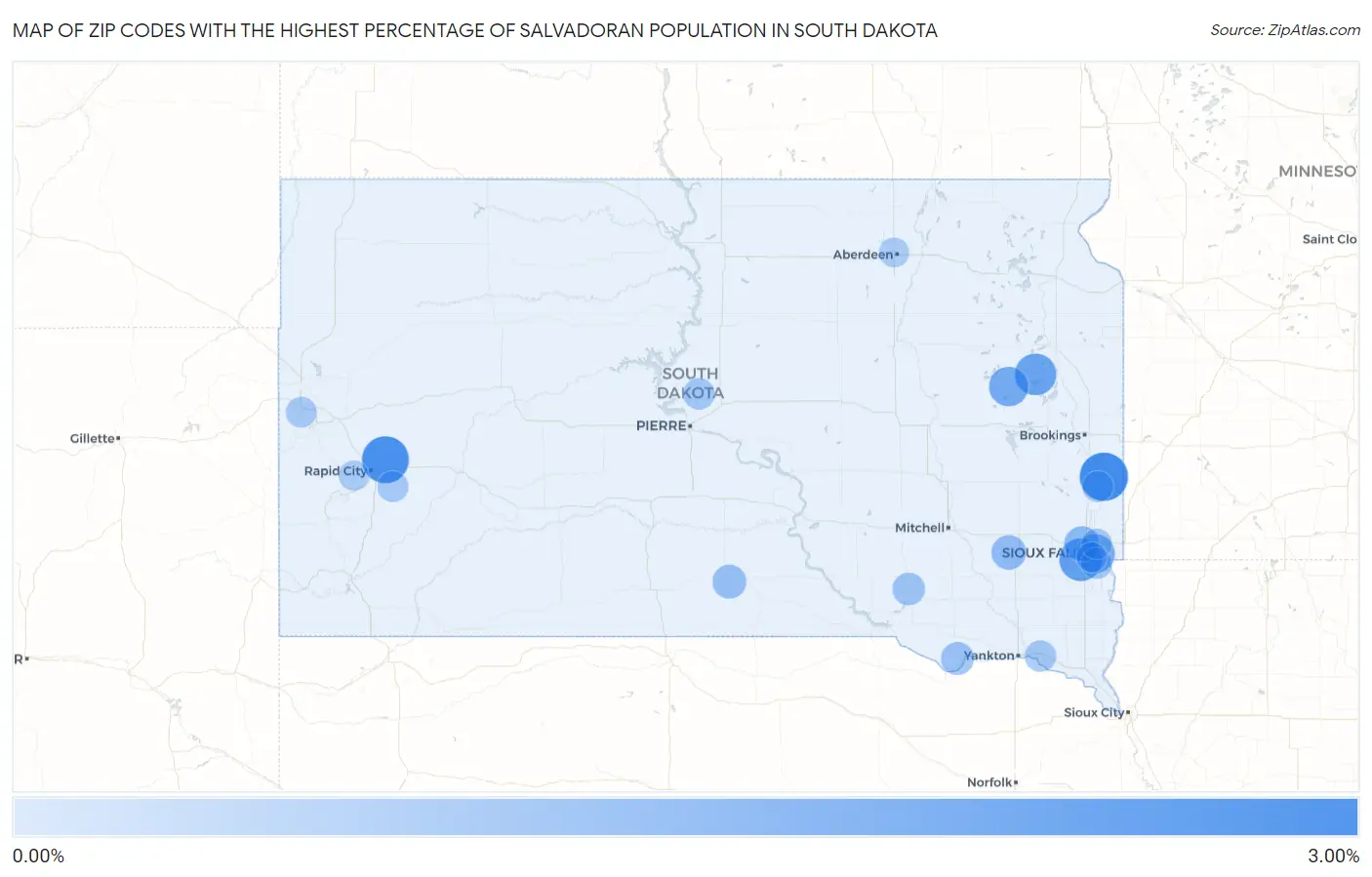 Zip Codes with the Highest Percentage of Salvadoran Population in South Dakota Map