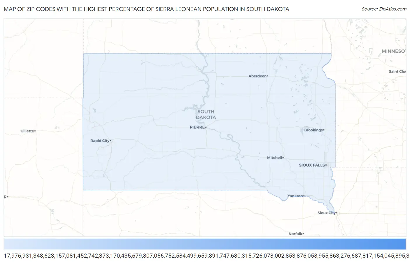 Zip Codes with the Highest Percentage of Sierra Leonean Population in South Dakota Map