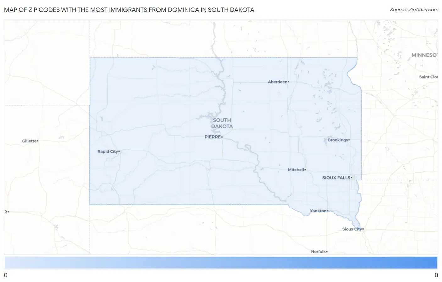Zip Codes with the Most Immigrants from Dominica in South Dakota Map
