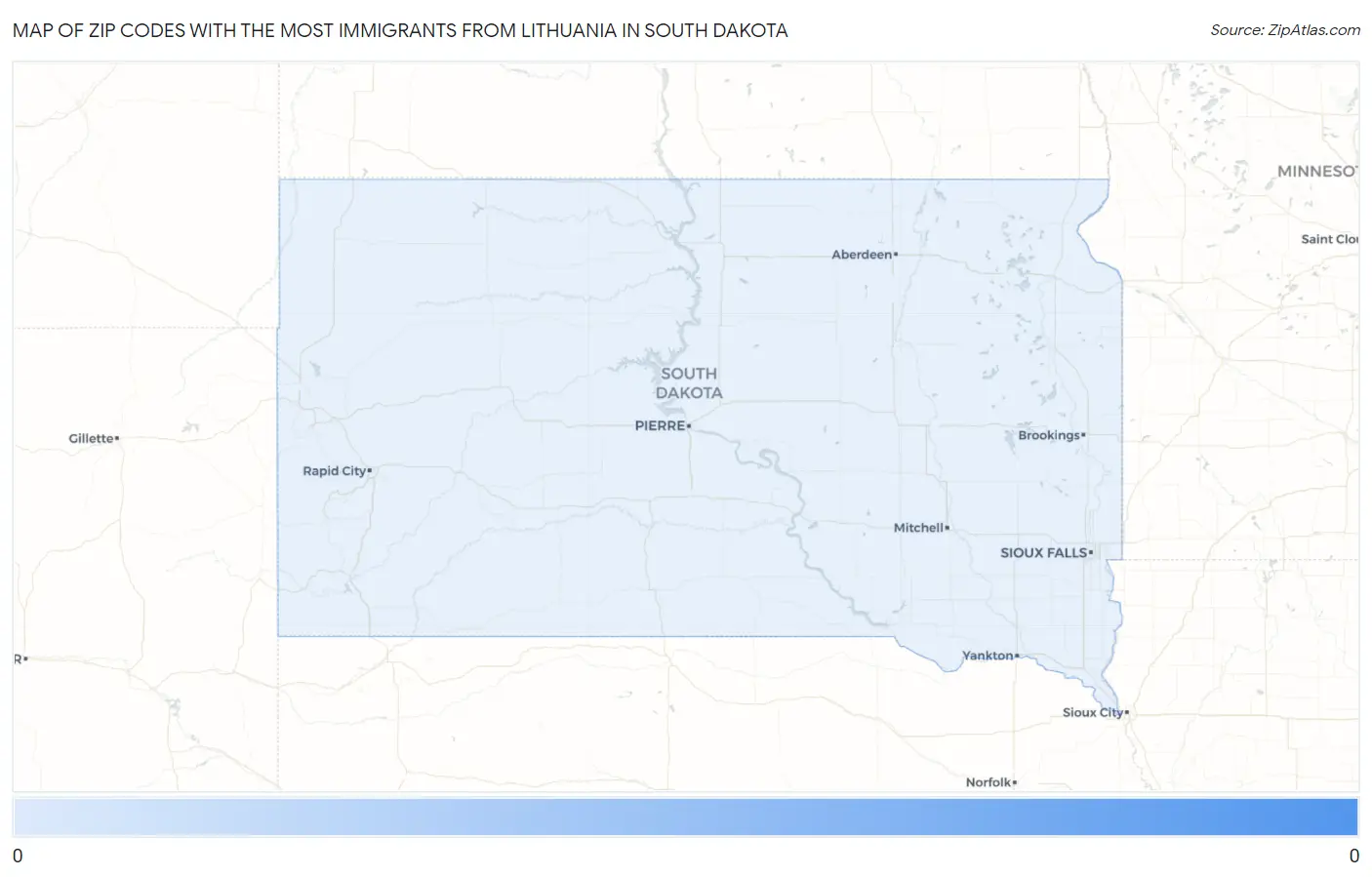 Zip Codes with the Most Immigrants from Lithuania in South Dakota Map