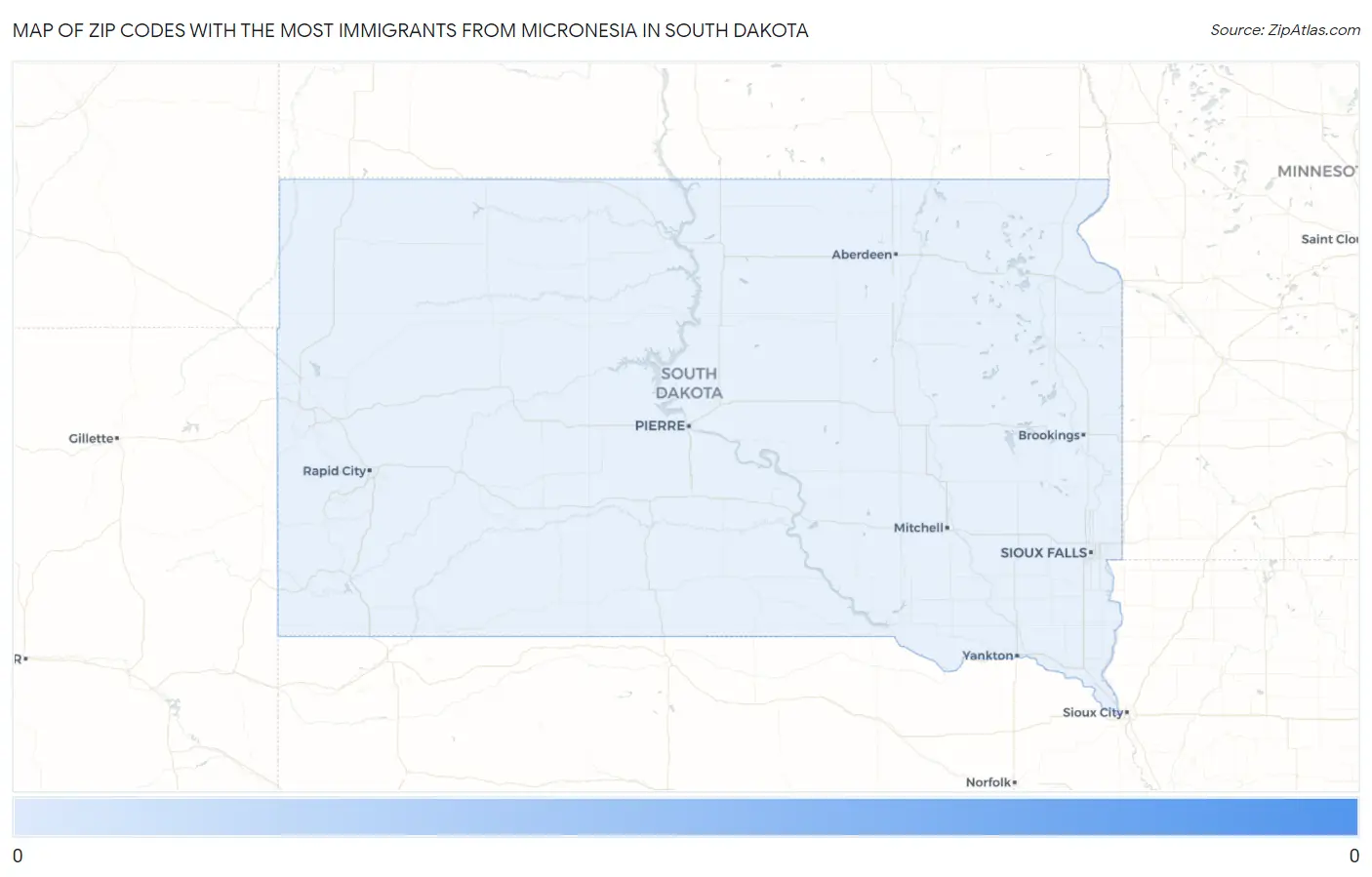 Zip Codes with the Most Immigrants from Micronesia in South Dakota Map