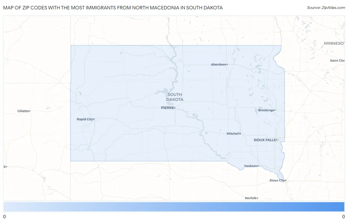 Zip Codes with the Most Immigrants from North Macedonia in South Dakota Map