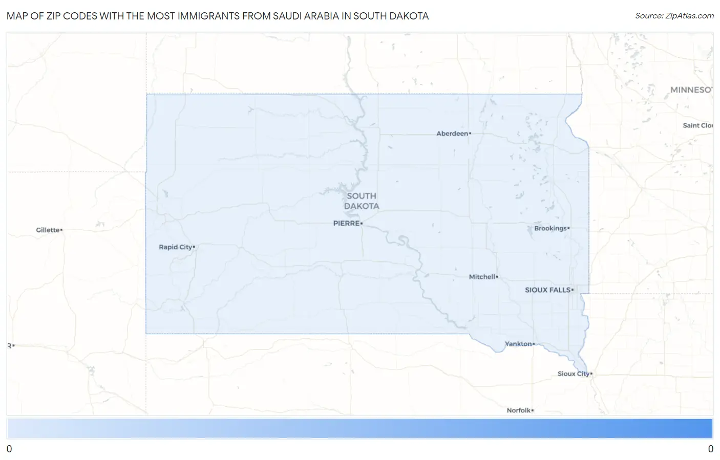 Zip Codes with the Most Immigrants from Saudi Arabia in South Dakota Map