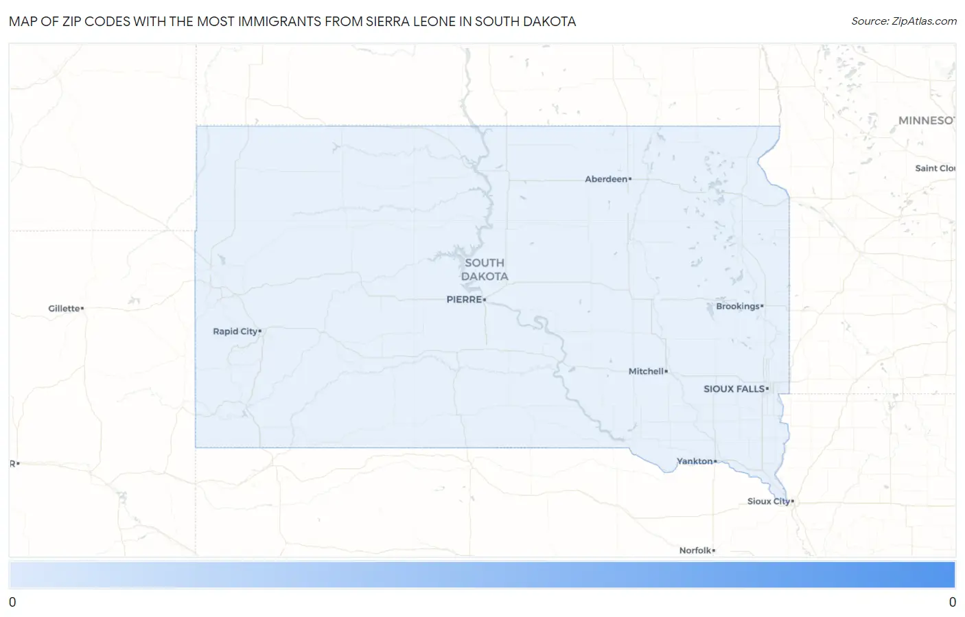 Zip Codes with the Most Immigrants from Sierra Leone in South Dakota Map