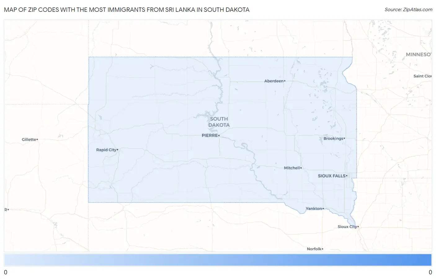 Zip Codes with the Most Immigrants from Sri Lanka in South Dakota Map
