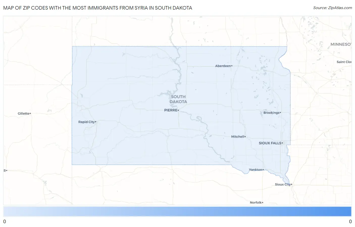 Zip Codes with the Most Immigrants from Syria in South Dakota Map