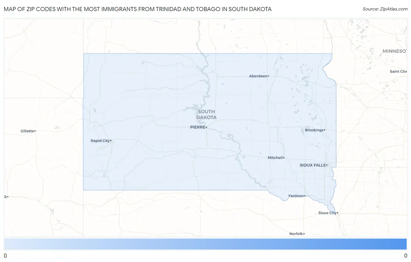 Zip Codes with the Most Immigrants from Trinidad and Tobago in South Dakota Map