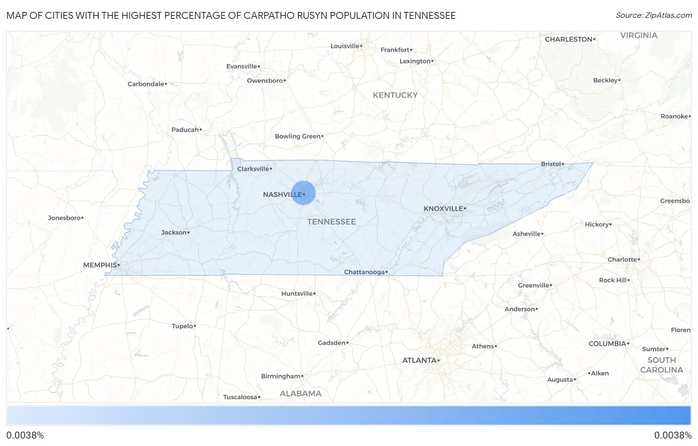 Cities with the Highest Percentage of Carpatho Rusyn Population in Tennessee Map