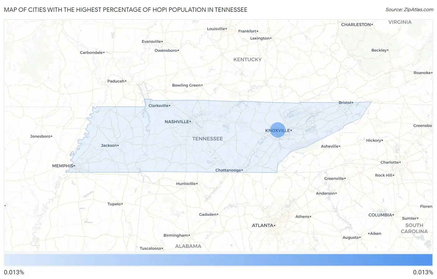 Cities with the Highest Percentage of Hopi Population in Tennessee Map