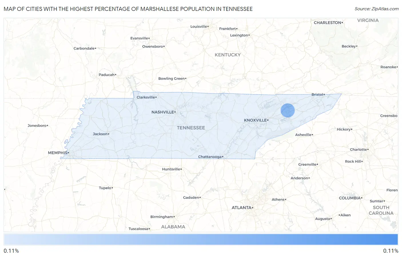Cities with the Highest Percentage of Marshallese Population in Tennessee Map