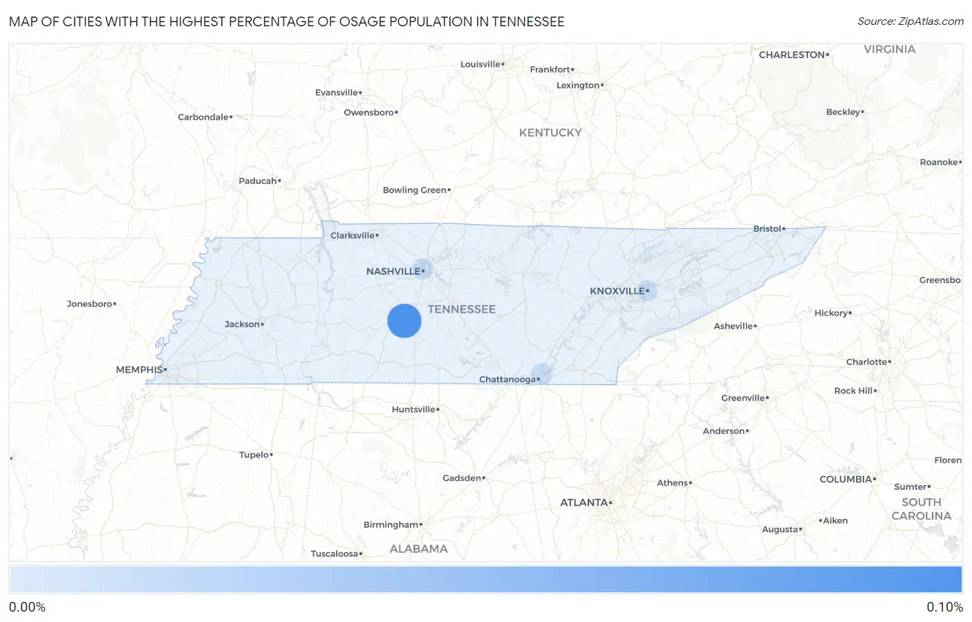 Cities with the Highest Percentage of Osage Population in Tennessee Map