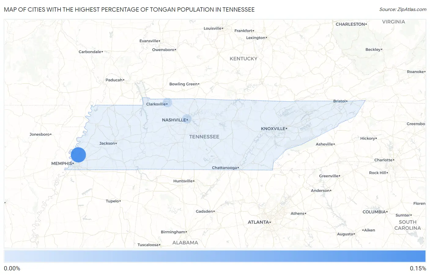 Cities with the Highest Percentage of Tongan Population in Tennessee Map