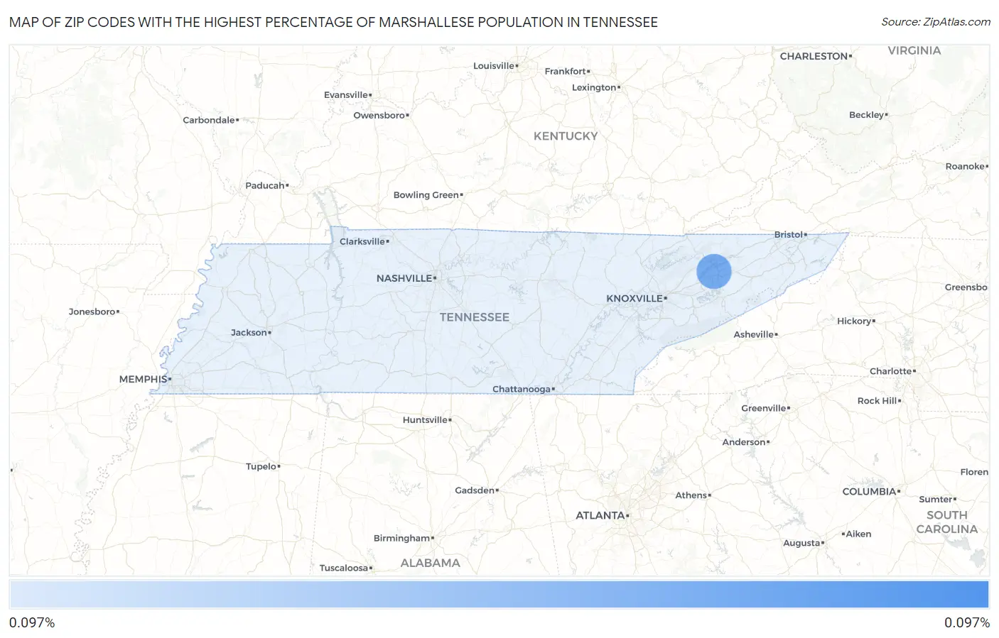Zip Codes with the Highest Percentage of Marshallese Population in Tennessee Map