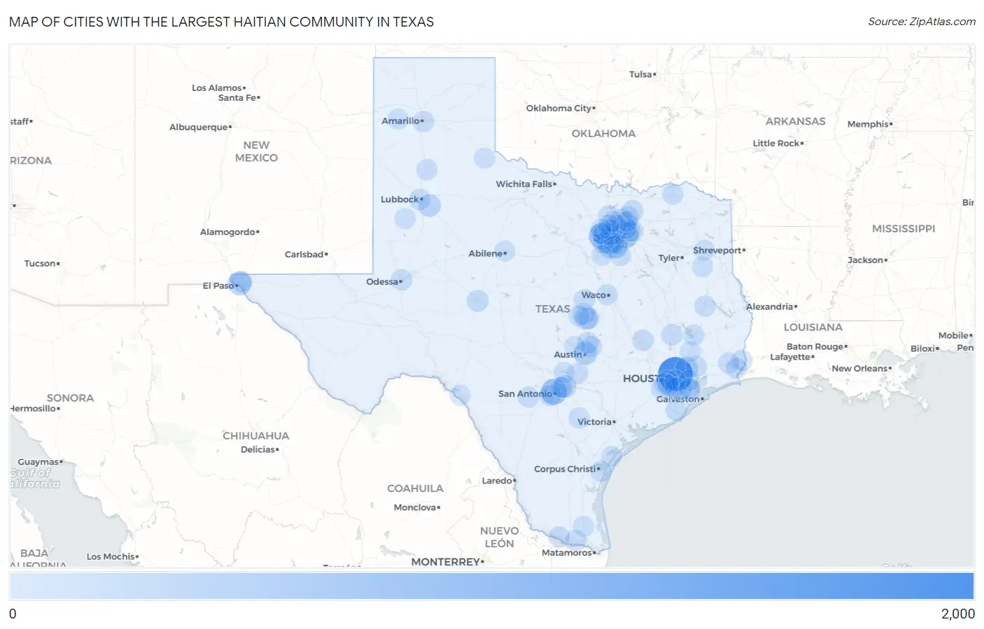 Cities with the Largest Haitian Community in Texas Map